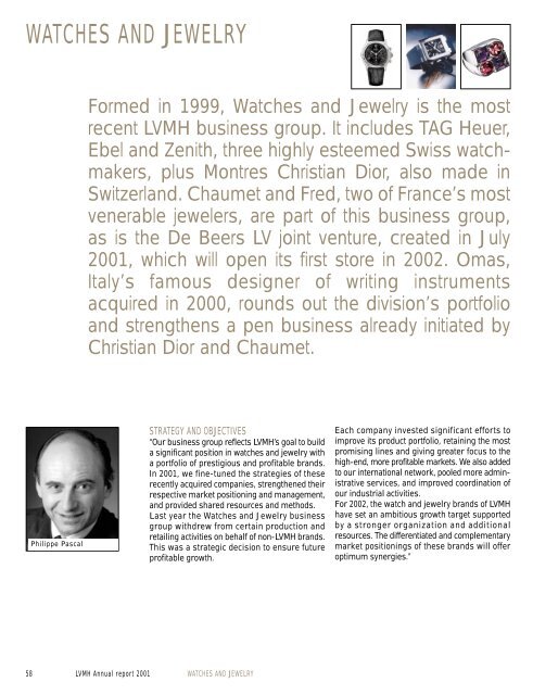 2001 Annual Report - Watches and Jewelry - LVMH