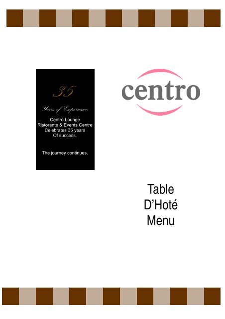 Table d Hote Menu