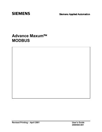 Advance Maxum MODBUS