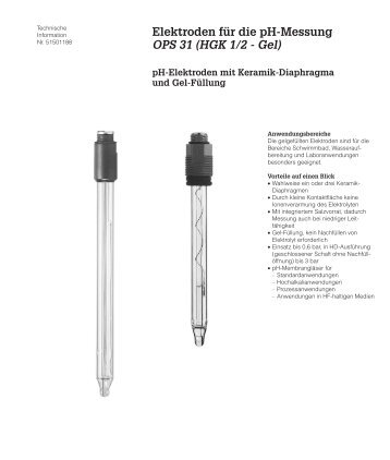Elektroden für die pH-Messung OPS 31 (HGK 1 ... - pH-Redox-Leitwert