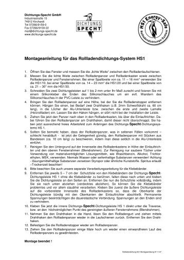 Rollladendichtung HS1 Montageanleitung - Dichtungs Specht