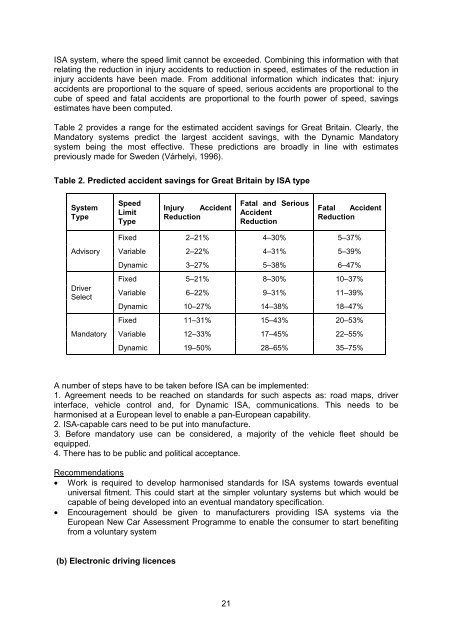 PRIORITIES FOR EU MOTOR VEHICLE SAFETY DESIGN