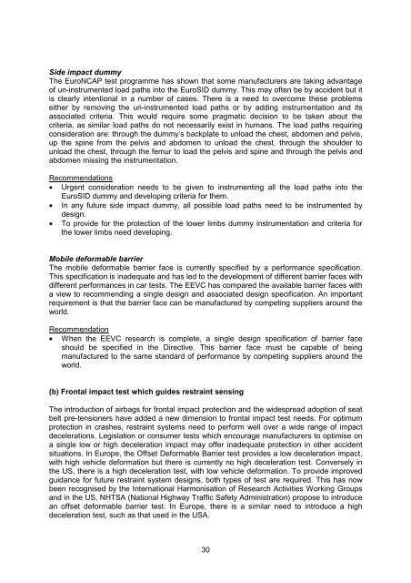 PRIORITIES FOR EU MOTOR VEHICLE SAFETY DESIGN