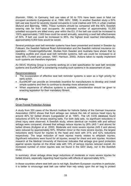 PRIORITIES FOR EU MOTOR VEHICLE SAFETY DESIGN