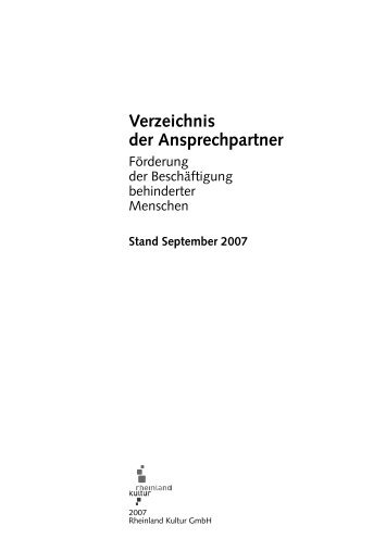 Verzeichnis der Ansprechpartner - Landschaftsverband Rheinland