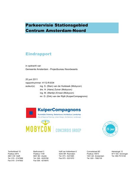 Parkeervisie Stationsgebied Centrum Amsterdam-Noord Eindrapport