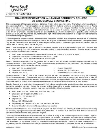 TRANSFER INFORMATION LCC - College of Engineering - Wayne ...