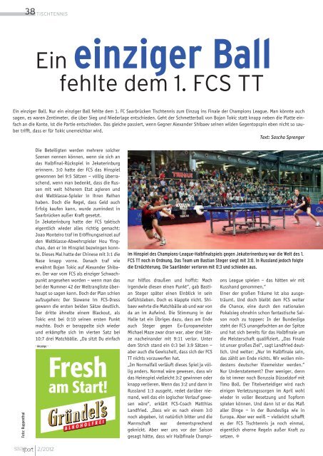 Fresh Start! - Landessportverband für das Saarland