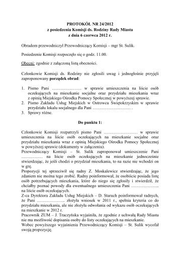 ProtokÃ³Å nr 24 z posiedzenia Komisji ds. Rodziny z dnia 6 czerwca ...