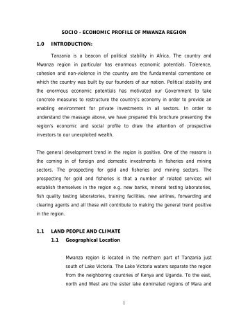 SOCIO ECONOMIC PROFILE OF MWANZA REGION - Mwanza.go.tz