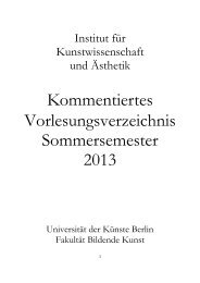 Kommentiertes Vorlesungsverzeichnis Sommersemester 2013