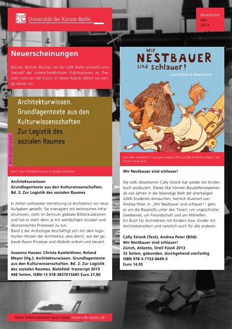 Newsletter Mai 2013 - UniversitÃ¤t der KÃ¼nste Berlin