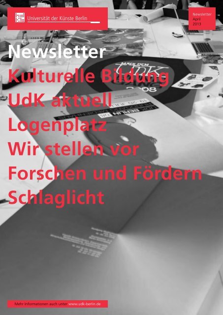 Newsletter April 2013 - UniversitÃ¤t der KÃ¼nste Berlin