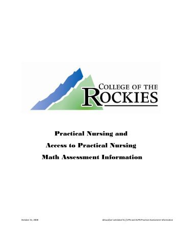 Access to Practical Nursing Math Assessment Information