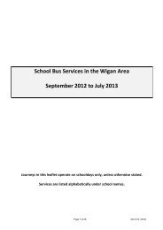 School Bus Services in the Wigan Area September 2012 to July 2013