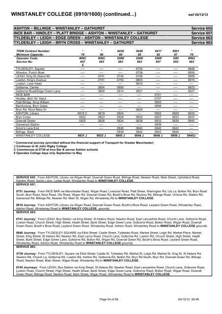 School Bus Services in the Wigan Area September 2012 to July 2013