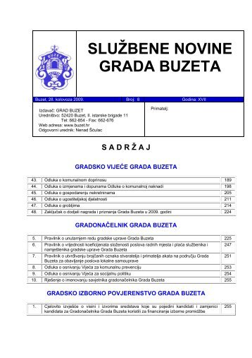 âSluÅ¾bene novine Grada Buzetaâ broj 8/09. - Grad Buzet