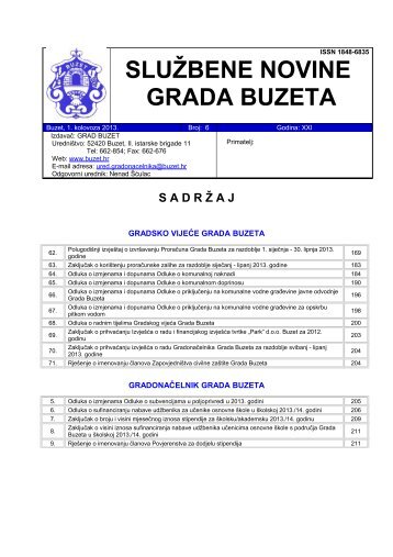 SLUŽBENE NOVINE GRADA BUZETA