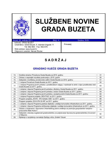 SLUŽBENE NOVINE GRADA BUZETA