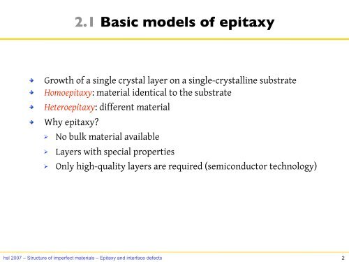 Epitaxy and interface defects
