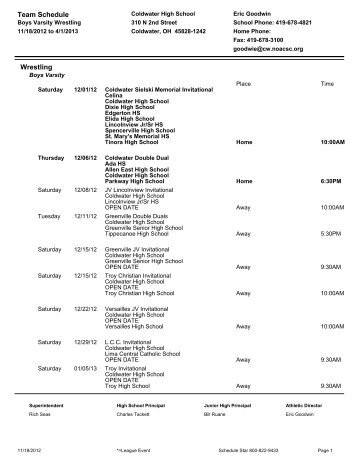 varsity jv schedules