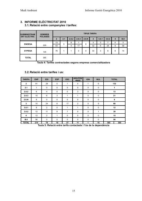 INFORME GESTIÓ ENERGÈTICA DEL 2010