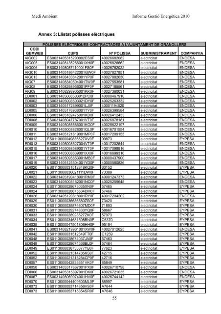 INFORME GESTIÓ ENERGÈTICA DEL 2010