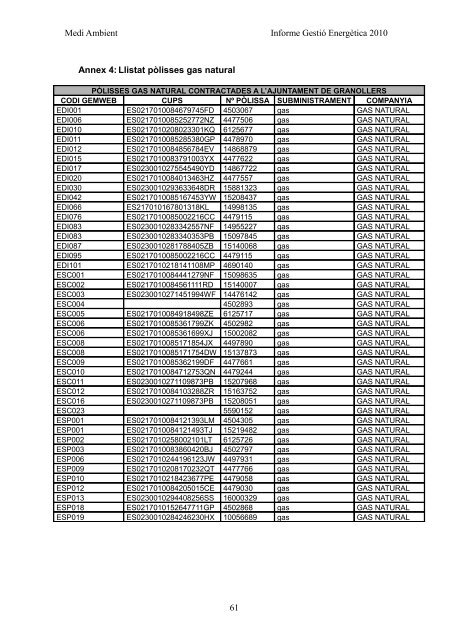 INFORME GESTIÓ ENERGÈTICA DEL 2010