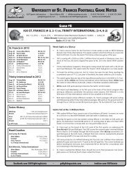 University St Francis Football Game Notes