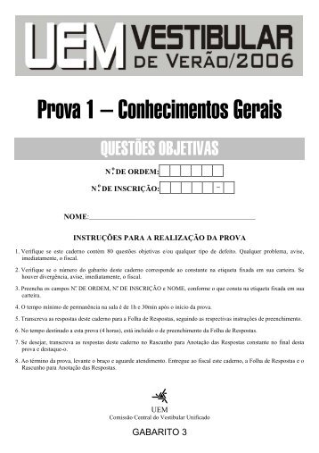 Prova 1 – Conhecimentos Gerais