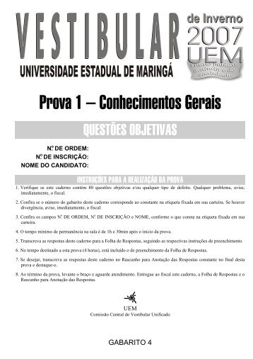 Prova 1 – Conhecimentos Gerais