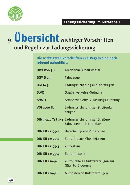 Ladungssicherung im Gartenbau - GBG 28 -