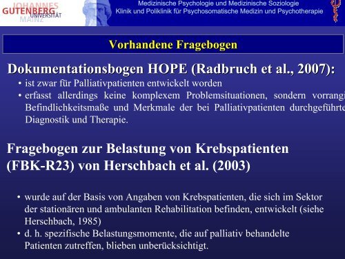 Der Fragebogen zur Belastetheit onkologischer ... - PSO