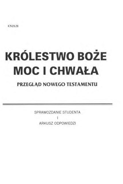 KrÃ³lestwo BoÅ¼e, Moc i ChwaÅa - Global University - GlobalReach.org