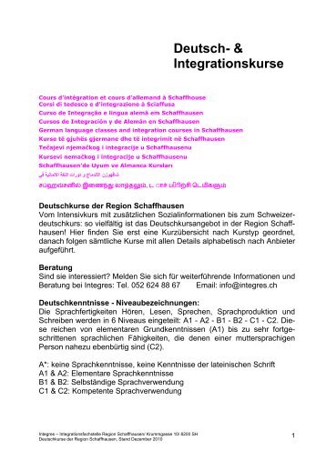 Deutsch - Integres | Integrationsfachstelle Region Schaffhausen