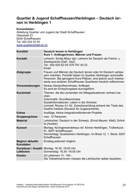 Deutsch - Integres | Integrationsfachstelle Region Schaffhausen