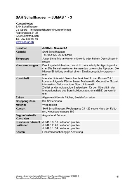 Deutsch - Integres | Integrationsfachstelle Region Schaffhausen