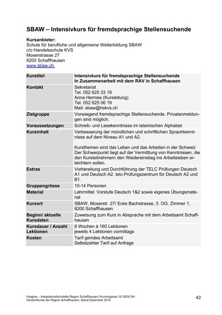 Deutsch - Integres | Integrationsfachstelle Region Schaffhausen