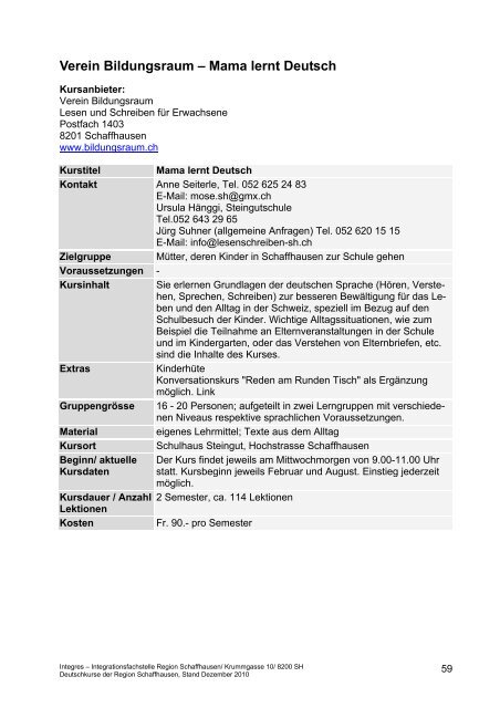 Deutsch - Integres | Integrationsfachstelle Region Schaffhausen