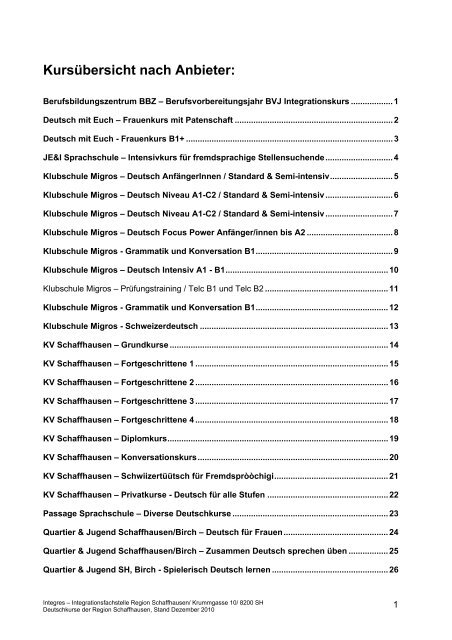 Deutsch - Integres | Integrationsfachstelle Region Schaffhausen