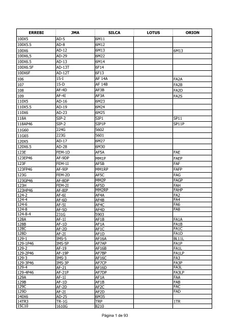 errebi jma silca lotus orion 100x5 ad-5 6m11 100x5.5 ad-8 6m12