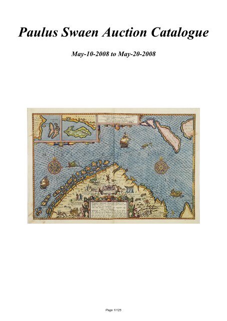 Paulus Swaen Antique map auction catalog. Auction May 2008