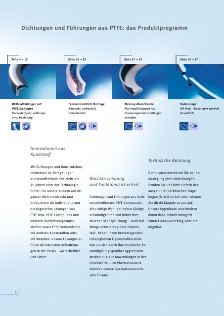 Dichtungen und Führungen aus PTFE. - ElringKlinger ...