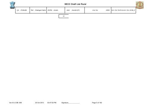 SECC Draft List Rural