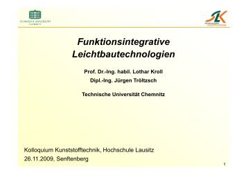 Funktionsintegrative Leichtbautechnologien - Hochschule Lausitz