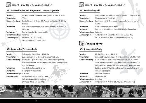 2009 Kinder- und Jugendbüro Sommerferienprogramm - Stadt Lahr