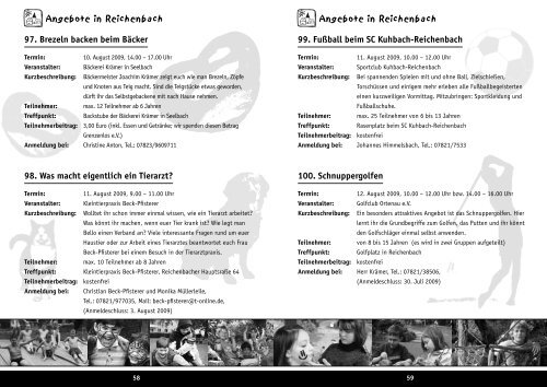 2009 Kinder- und Jugendbüro Sommerferienprogramm - Stadt Lahr