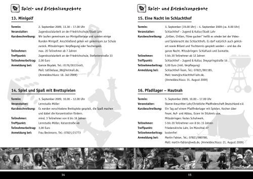 2009 Kinder- und Jugendbüro Sommerferienprogramm - Stadt Lahr