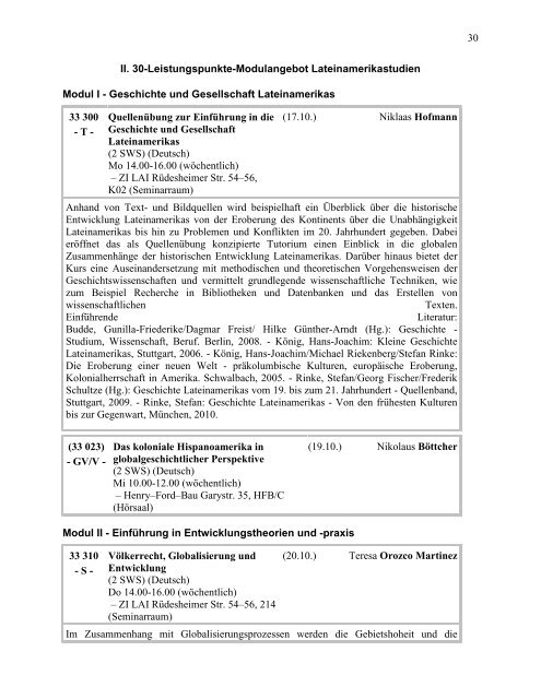 Kommentiertes Vorlesungsverzeichnis WiSe 2011/12