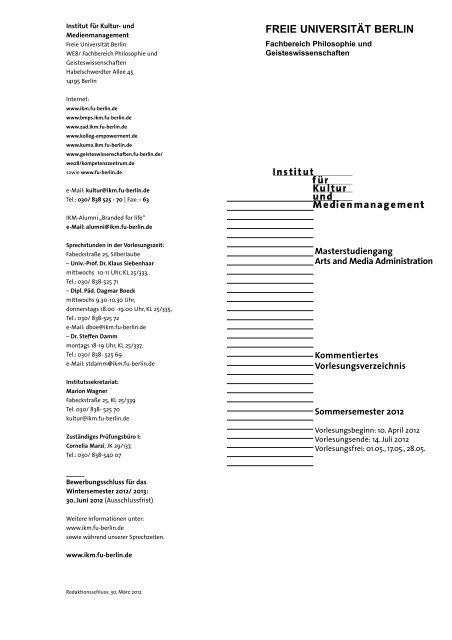 Kommentiertes Vorlesungsverzeichnis SoSe 2012 (pdf)